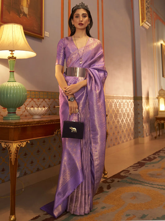 Women's Nylon Satin Silk Weaving Classic Saree With