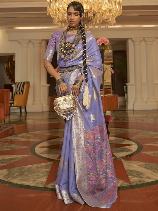 Designer Women's Weaving Silk Saree With Kashmiri Pallu And Blouse
