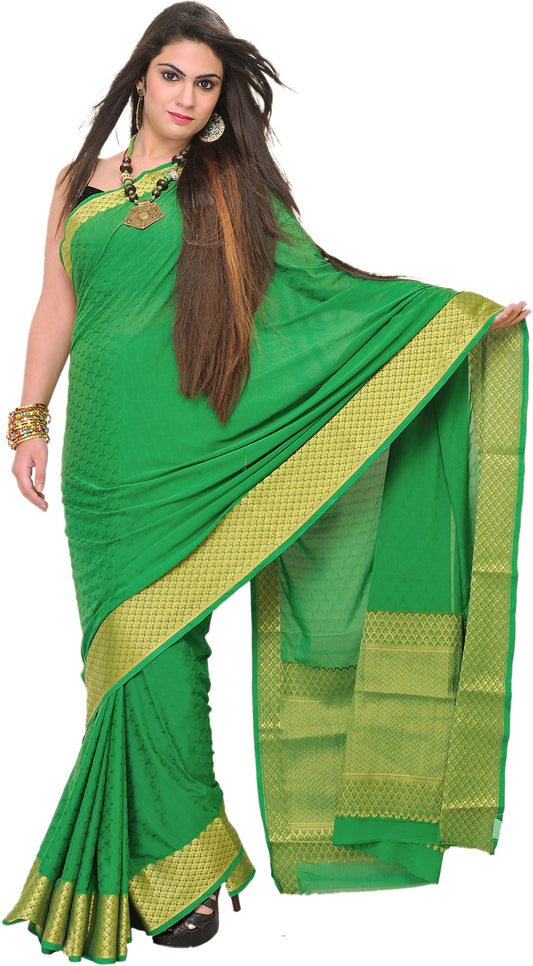 Fern-Green Handloom Saree from Bangalore