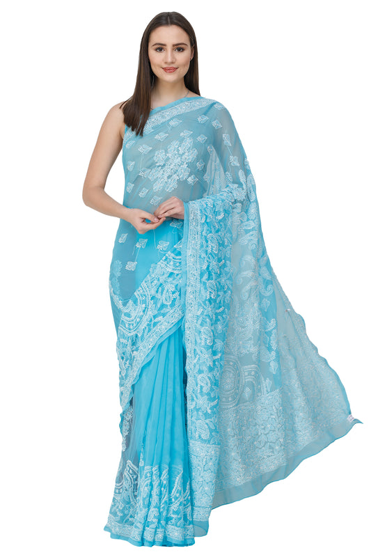 River-Blue Saree from Lucknow