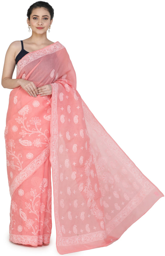 Salmon-Pink Saree from Lucknow
