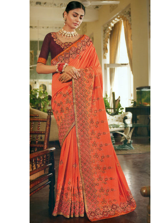 Designer Party Wear Saree With Heavy Embroidered Border